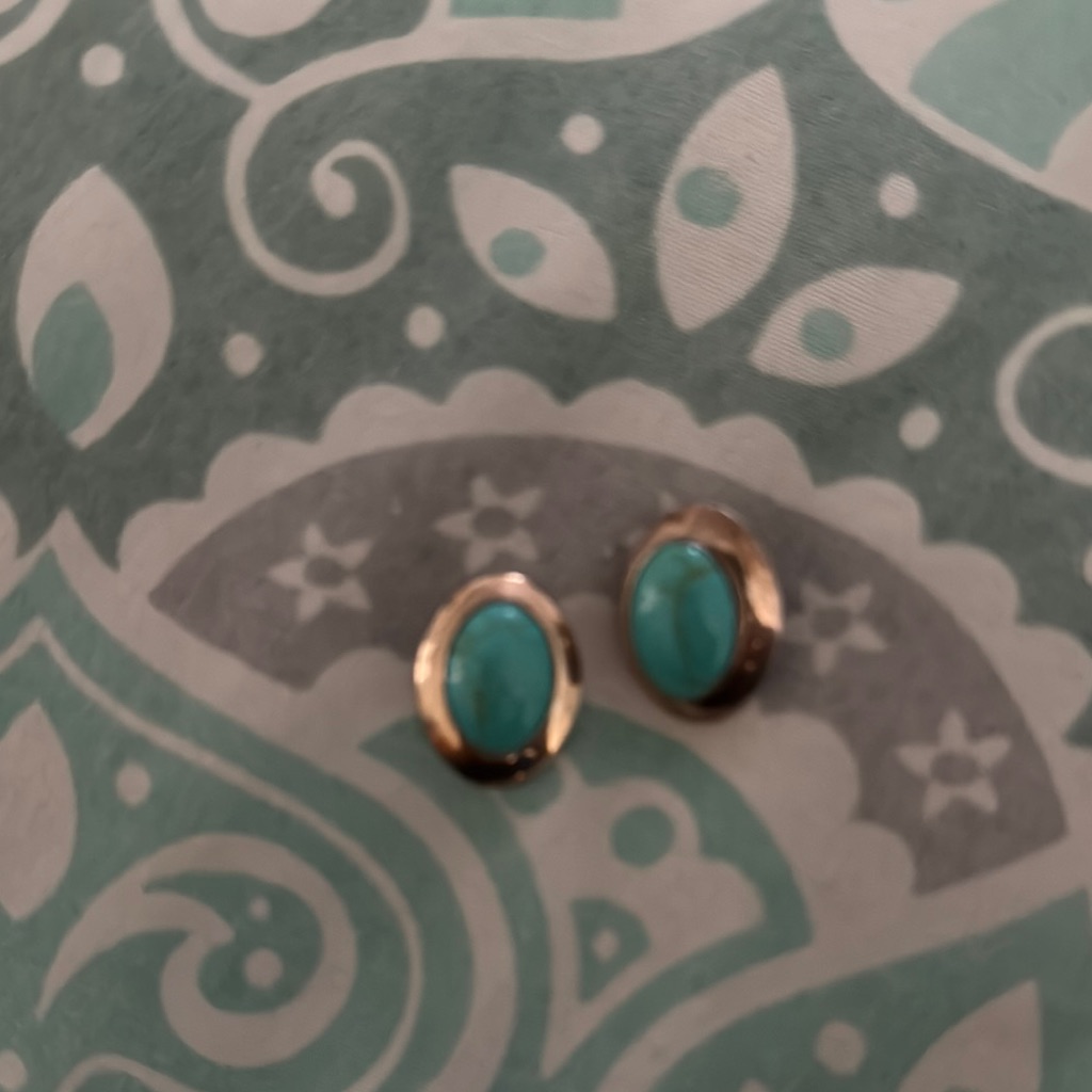 Elegant Gold And Turquoise Earrings